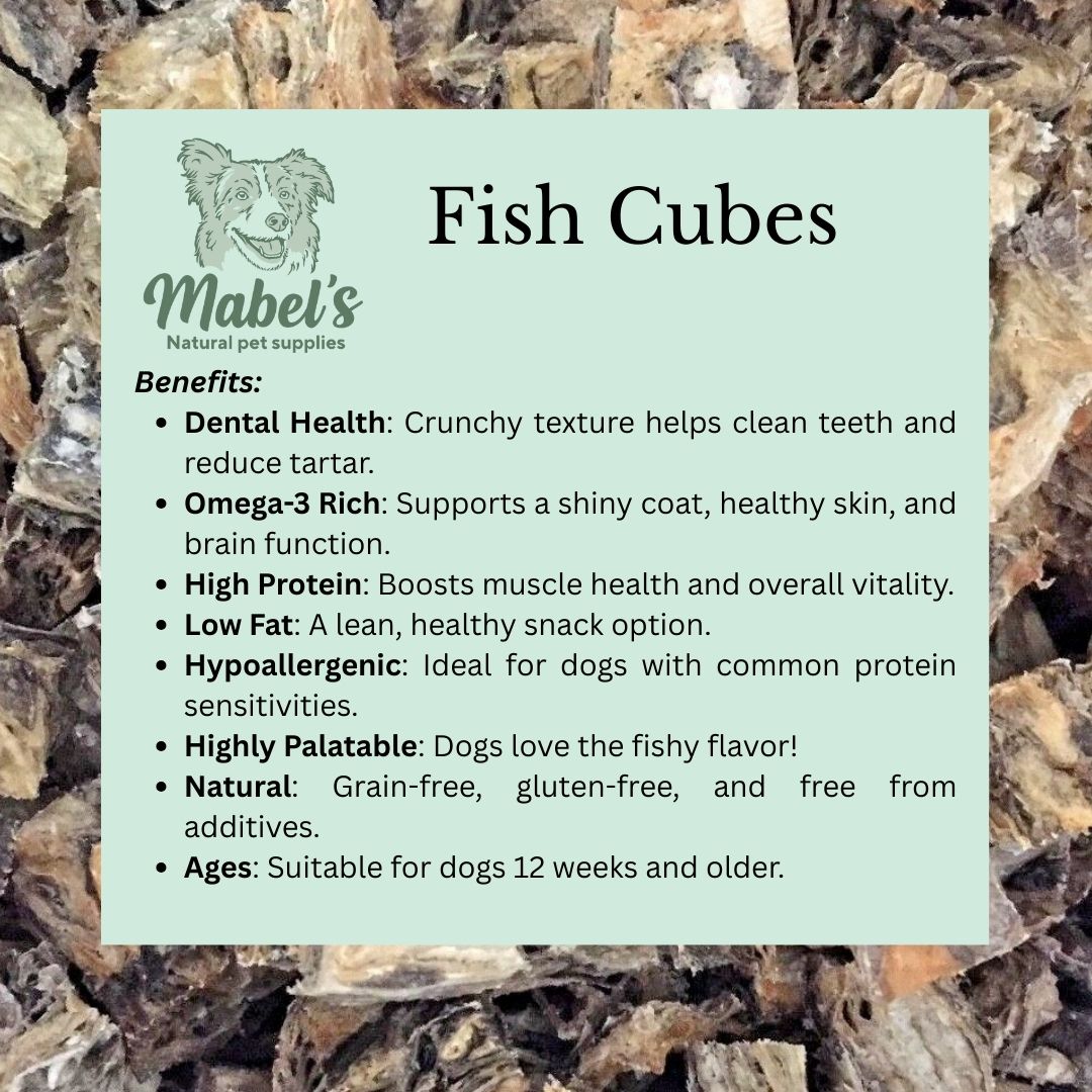1kg bag of fish skin cubes, high in omega-3 and omega-6, natural dog treat