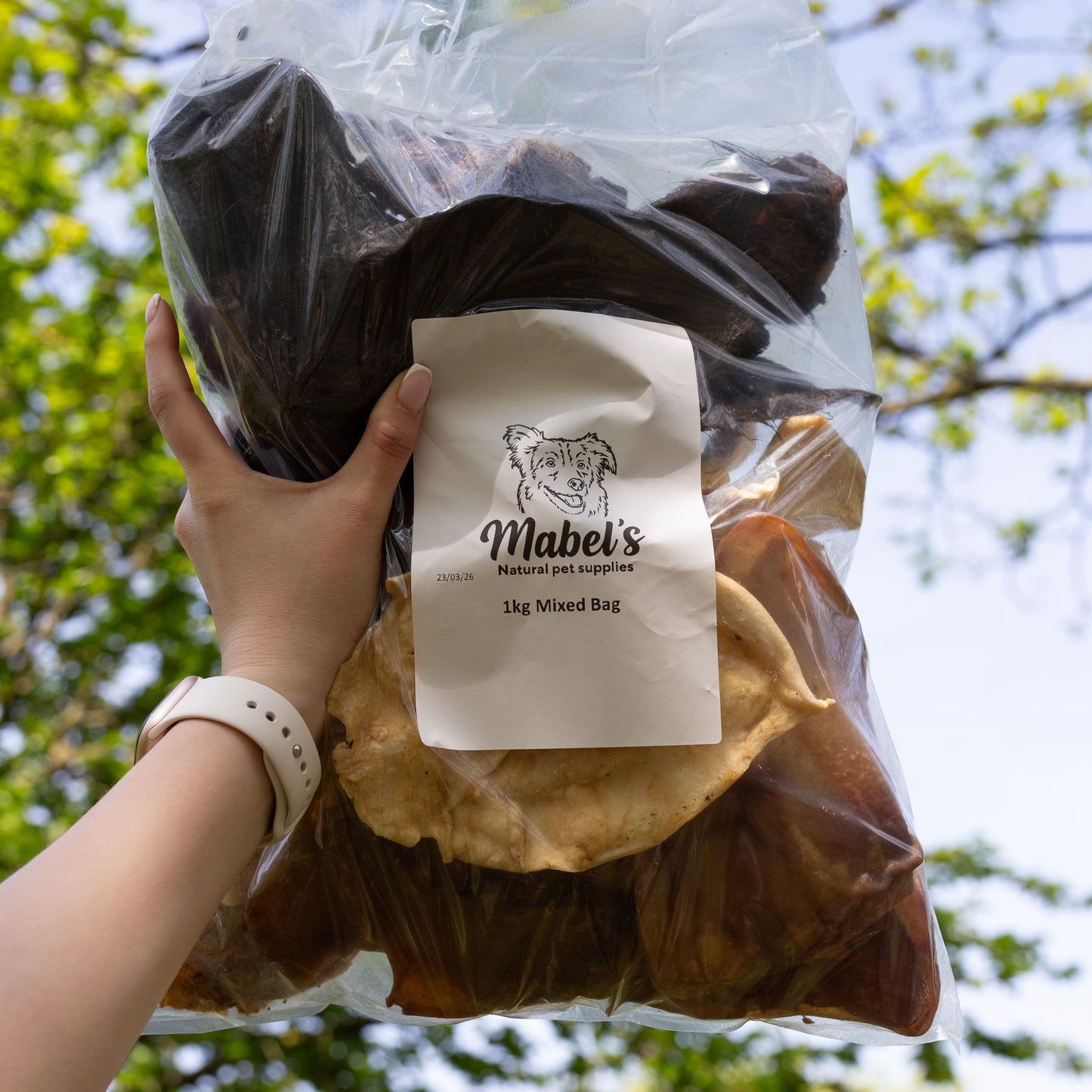 1 Kg Long-Lasting Dog Chew Bag, pig ears, lamb snouts, hairy buffalo ears, hairy beef noses