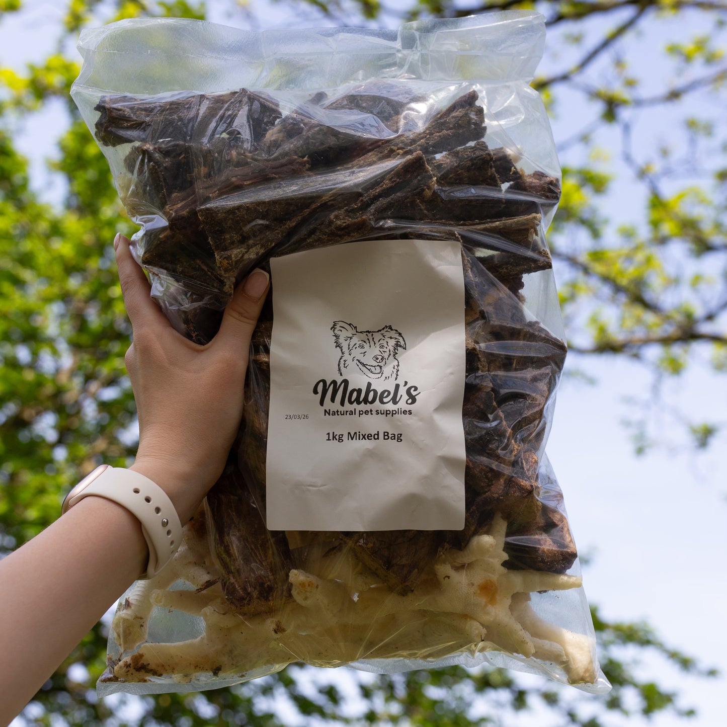 1 Kg Natural Chews for Senior Dogs and puppies – puffed jerky, goat tripe, duck necks, puffed chicken feet