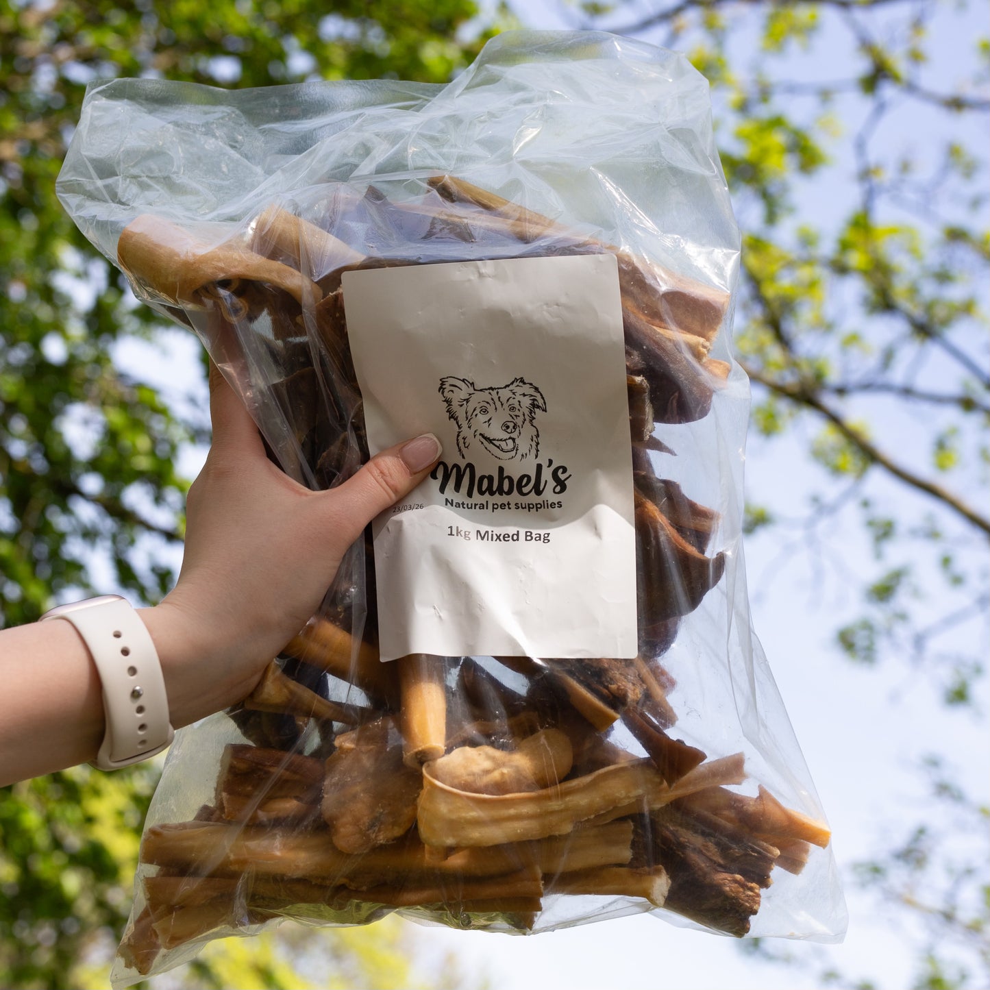 1 kg Skin Chew Variety Bag, camel,beef,venison and goat skins