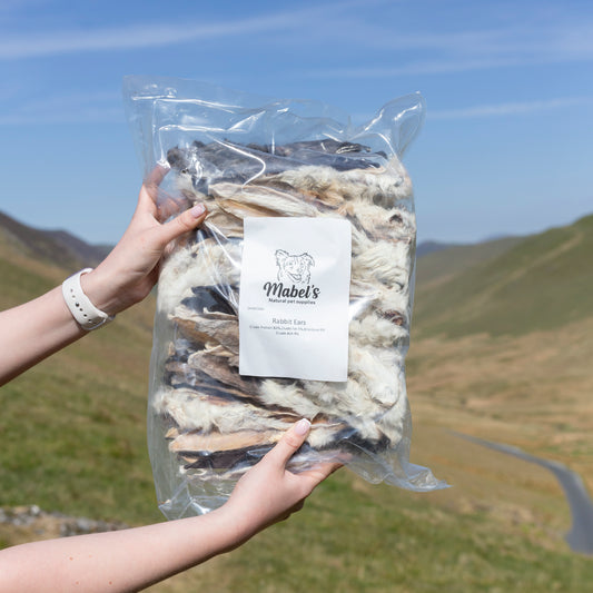 1kg, 500g or 250g hairy rabbit ears bulk bag, natural dog treats