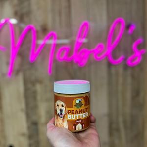 Mabel's Natural Pet Supplies™ dog peanut butter supplement in 340g jar, natural vitamins and supplements for dogs.
