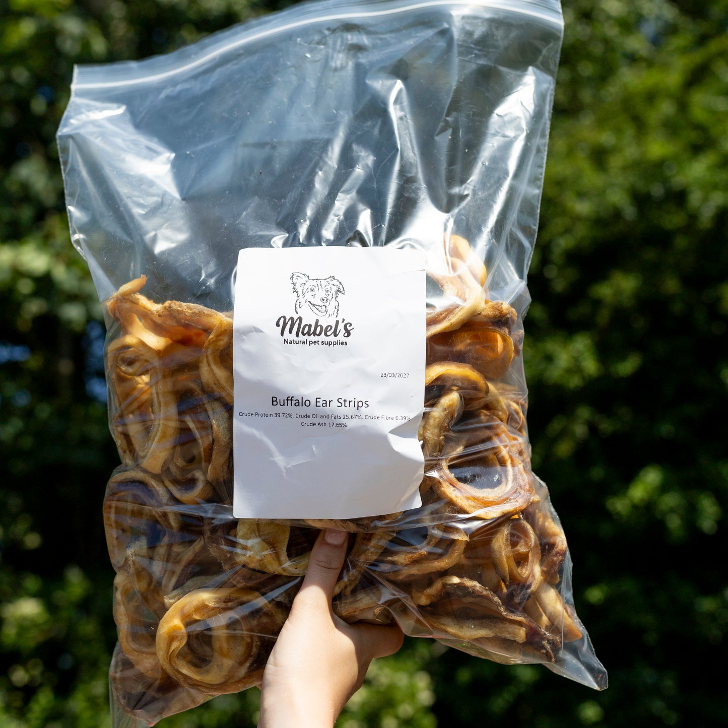 Buffalo meaty ear slices, 1kg bulk bags