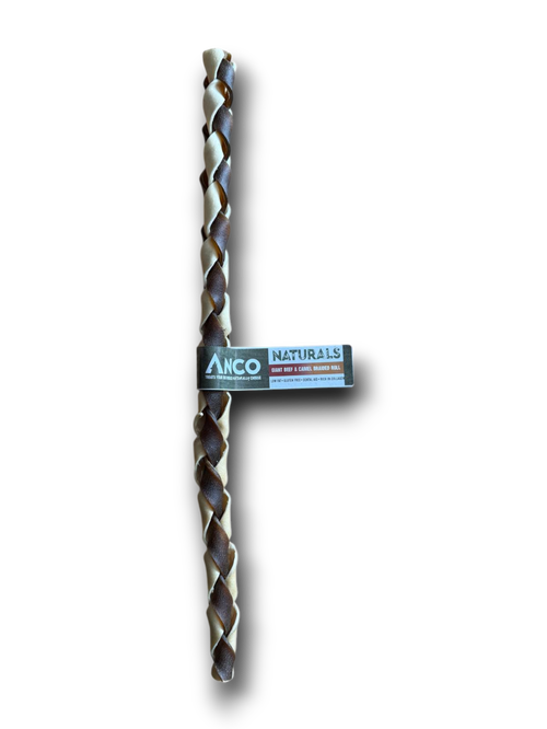Giant Beef & Camel Braid. long Lasting Natural Dog Treat