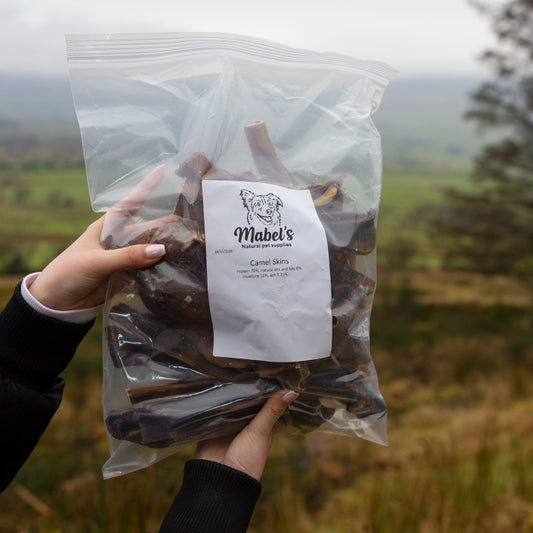 Camel skins, long lasting natural dog treat bulk bag