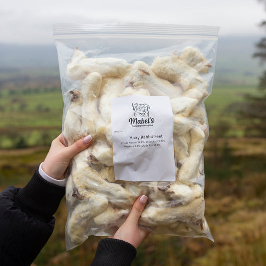 Hairy rabbit feet 1kg or 500g bulk bag, natural dog treat