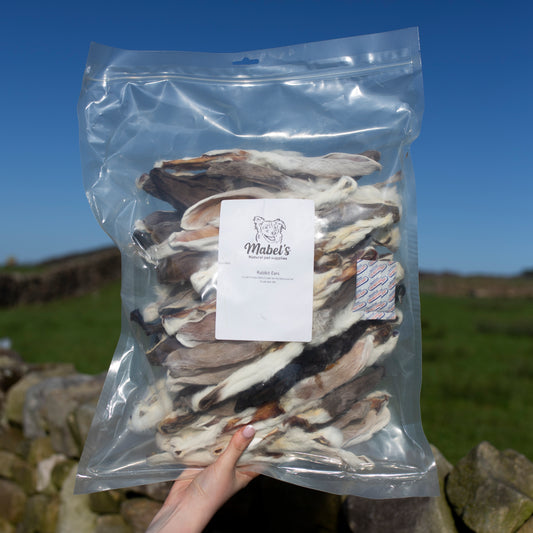 Hairy rabbit ears bulk bag, natural dog treats