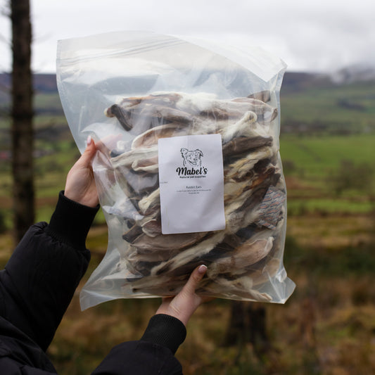 Hairy rabbit ears bulk bag, natural dog treats