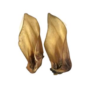 Pack of 10 large natural buffalo ears dog treats from Mabel's Natural Pet Supplies, no hair, ideal for dogs.